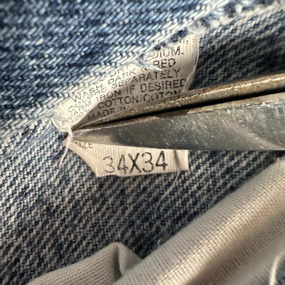 VTG Lee Storm Riders Jeans Mens 33x32 Blue Acid Stone Wash Union Made USA - Picture 6 of 9